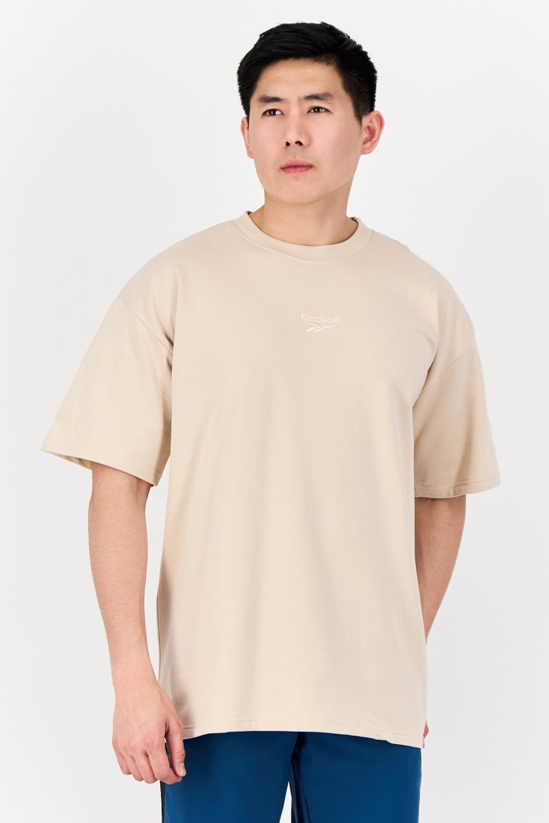 Reebok Men Sportswear Fit Short Sleeves Outdoors T-Shirt, Beige - Image 1