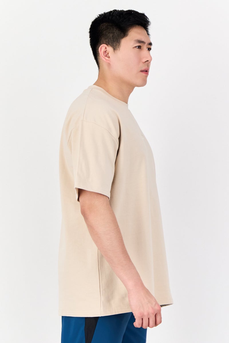 Reebok Men Sportswear Fit Short Sleeves Outdoors T-Shirt, Beige - Image 2