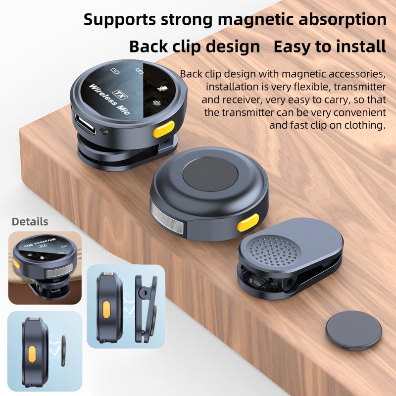 One-Trigger-Two 2.4G Wireless Microphone Magnetic Attachment Clip On Mic for Smartphone Noise Cancelling Real Time Monitoring Built-in Battery with Charging Case Replacement for iPhone 14/13/12/11 - Image 5