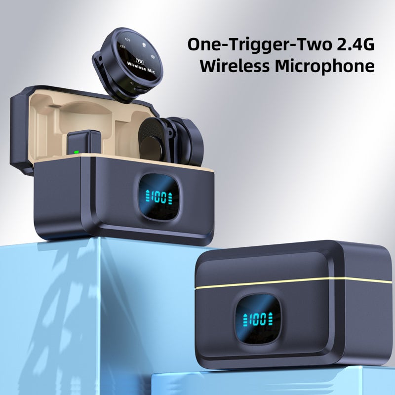 One-Trigger-Two 2.4G Wireless Microphone Magnetic Attachment Clip On Mic for Smartphone Noise Cancelling Real Time Monitoring Built-in Battery with Charging Case Replacement for iPhone 14/13/12/11 - Image 3
