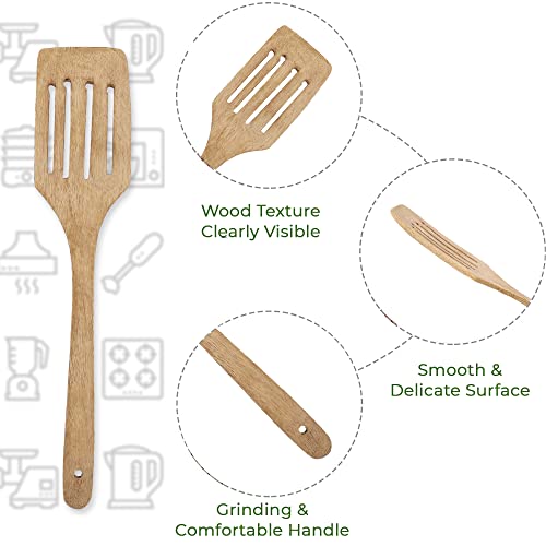 e kysa basics Wooden Rectangular Compact Flip/Spatula/Ladle with Holes for Cooking Dosa/Roti/Chapati, Naturally Non-Stick, Handmade - 31 * 7 cm, Set of 3 - Image 5