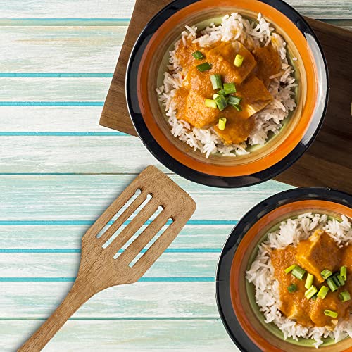 e kysa basics Wooden Rectangular Compact Flip/Spatula/Ladle with Holes for Cooking Dosa/Roti/Chapati, Naturally Non-Stick, Handmade - 31 * 7 cm, Set of 3 - Image 3