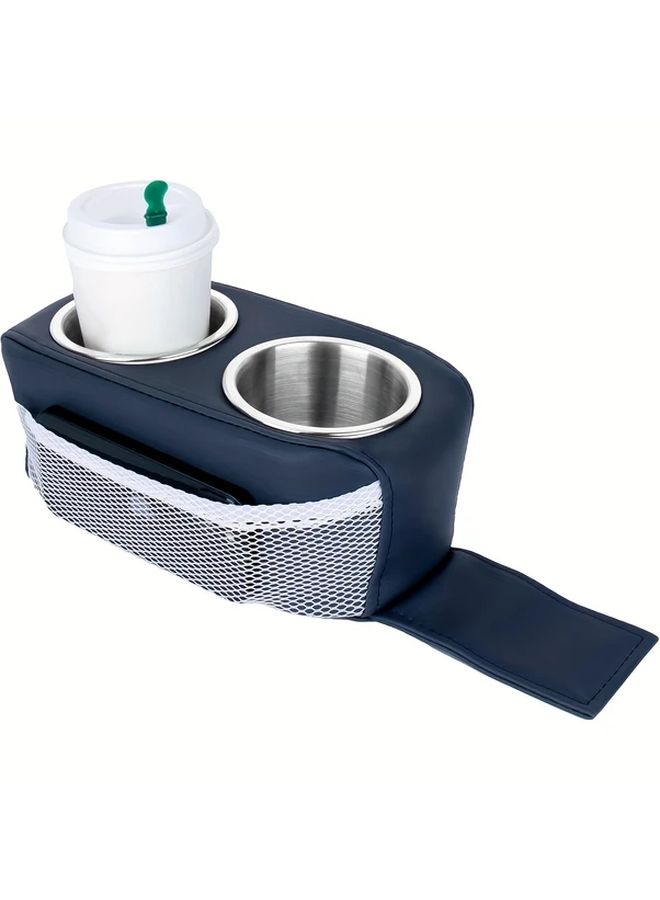 Blue Stainless Steel Pontoon Cup Holder For Boat Seat Car RV Sofa Double Beverage Mobile Phone Holder - Image 1