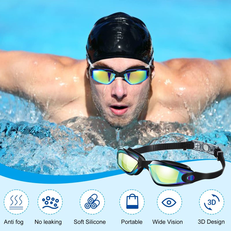 Flutesan 6 Pack Swim Goggles Antifog Swimming Equipment with Protection Polarized Women Men Swimming Goggles No Leaking Full Protection Sport Swimming Goggles with Wide View for Adult Youth (Vivid Color) - Image 4