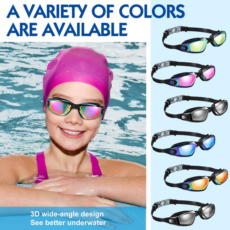 Flutesan 6 Pack Swim Goggles Antifog Swimming Equipment with Protection Polarized Women Men Swimming Goggles No Leaking Full Protection Sport Swimming Goggles with Wide View for Adult Youth (Vivid Color) - Image 5
