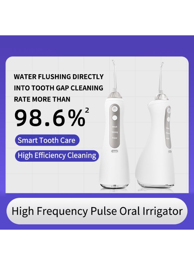 Generic Water Flosser For Teeth Cordless Portable Oral Irrigator Flosser 5 Cleaning Modes And 4 Jet Tips, IPX-7 Waterproof - White 320ml  - Image 2
