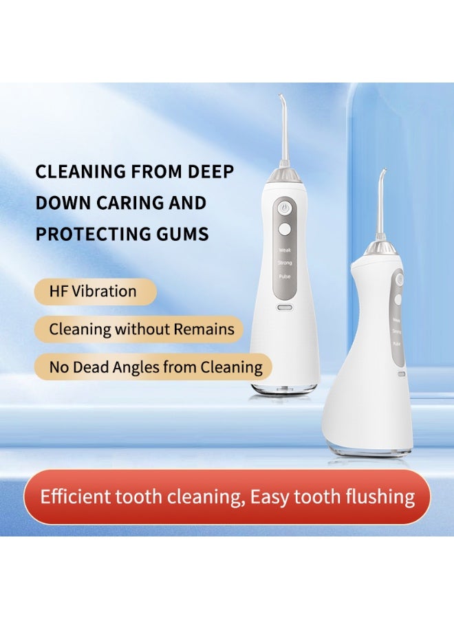 Generic Water Flosser For Teeth Cordless Portable Oral Irrigator Flosser 5 Cleaning Modes And 4 Jet Tips, IPX-7 Waterproof - White 320ml  - Image 3