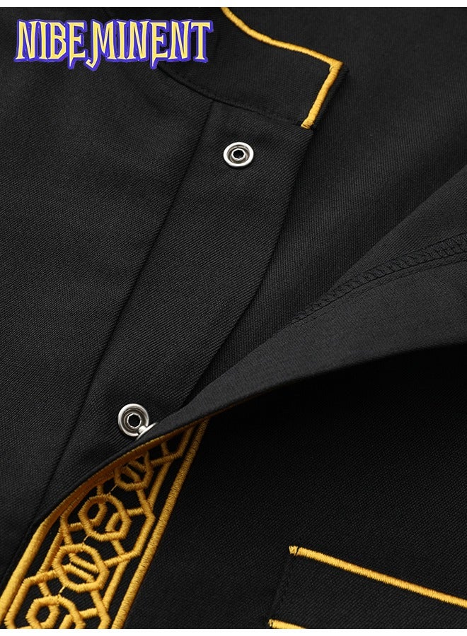 NIBEMINENT Men's Saudi Arabic Thobe Jubba Dishdasha Long Sleeve Robe, Abaya Dress, Ramadan Dress Middle East Clothing - Image 3