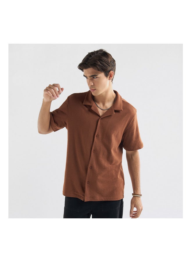 FAV Regular Fit Textured Camp Collar Shirt  - Image 1