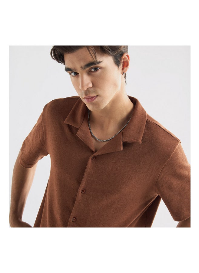 FAV Regular Fit Textured Camp Collar Shirt  - Image 3