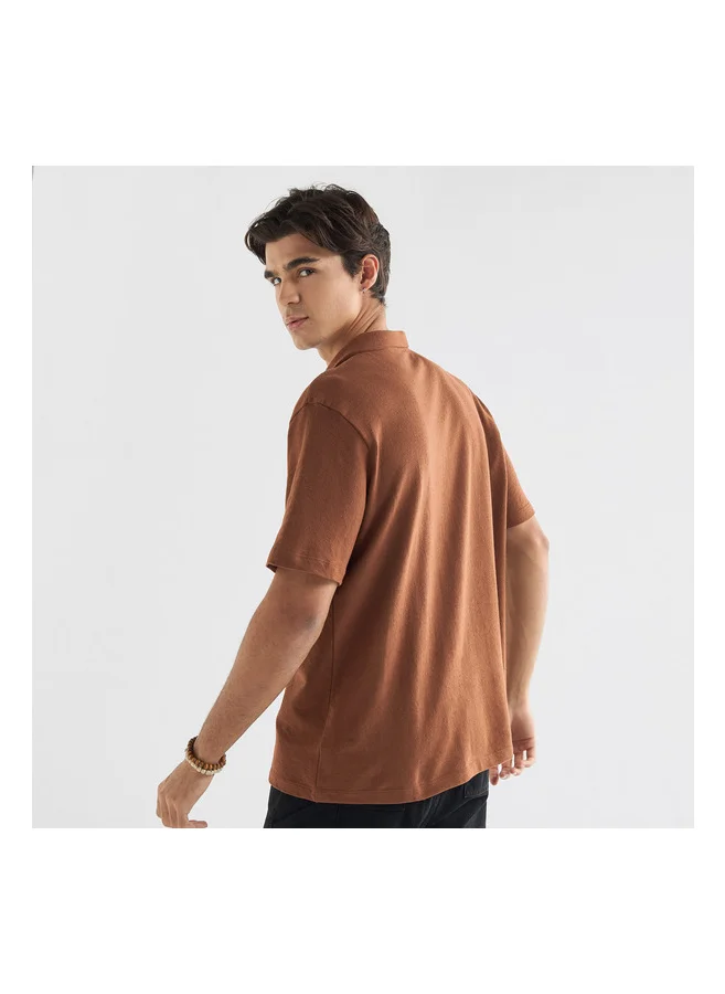 فاف Regular Fit Textured Camp Collar Shirt