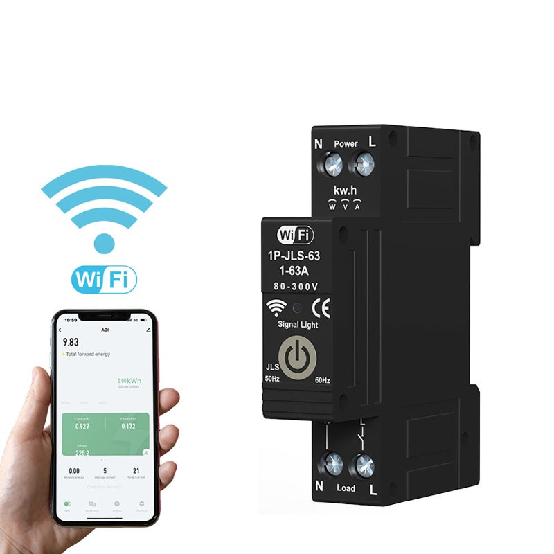 Intelligent Circuit Breaker: Black, Built-in Real-time Measurement, Comprehensive Protections - Wireless Remote Control, DIN Rail Circuit Breaker for Home, Office, Hotel, Apartment Use - Image 2