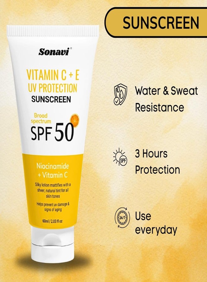 Sonavi Sunscreen SPF 50, For All Skin Types, No White Cast, Non - Greasy Finish, UV Protection, Broad Spectrum, For Men & Women, 60ml (Pack - 3) - Image 3