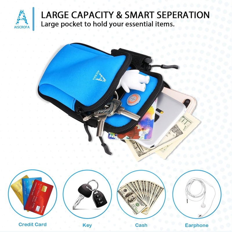 AiScrofa Sports Armband, Running Gym Universal Smartphone Arm Bag with Earphone Hole Multifunctional Pockets foriPhone 15, 14, 13, 12, 11 Pro Max, Xs, Xr, X, 8 Plus, SE, Galaxy S22 Ultra and More - Image 3