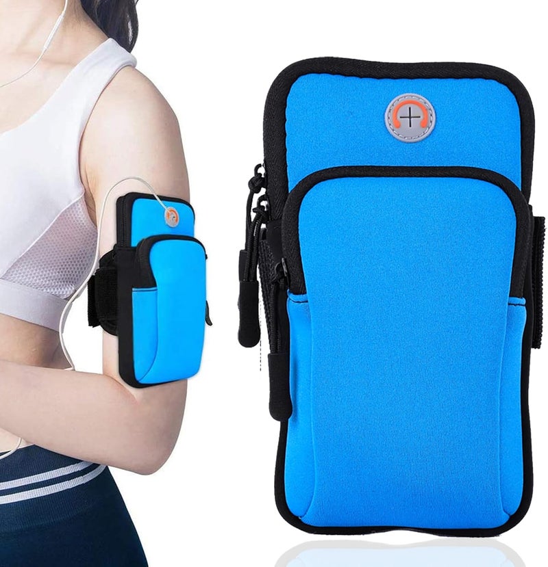 AiScrofa Sports Armband, Running Gym Universal Smartphone Arm Bag with Earphone Hole Multifunctional Pockets foriPhone 15, 14, 13, 12, 11 Pro Max, Xs, Xr, X, 8 Plus, SE, Galaxy S22 Ultra and More - Image 1