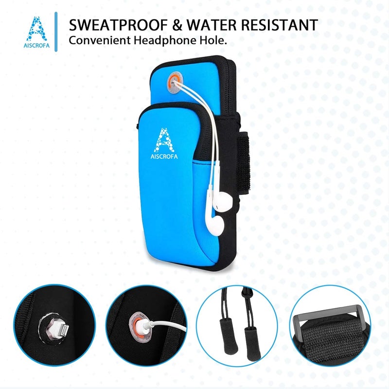 AiScrofa Sports Armband, Running Gym Universal Smartphone Arm Bag with Earphone Hole Multifunctional Pockets foriPhone 15, 14, 13, 12, 11 Pro Max, Xs, Xr, X, 8 Plus, SE, Galaxy S22 Ultra and More - Image 4