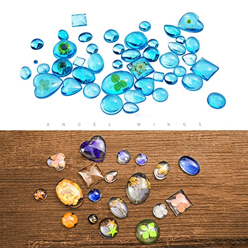 Angel Wings Super Glossy Silicone Mold 58 Cavities for Various Shaped Gems-Round, Tear Drop, Square, Oval, Heart 3D Gem Epoxy Resin Casting Mold Resin Molds for DIY Crystals Stone Jewelry Making Craft - Image 5