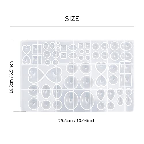 Angel Wings Super Glossy Silicone Mold 58 Cavities for Various Shaped Gems-Round, Tear Drop, Square, Oval, Heart 3D Gem Epoxy Resin Casting Mold Resin Molds for DIY Crystals Stone Jewelry Making Craft - Image 2