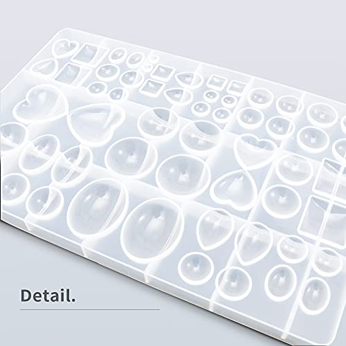Angel Wings Super Glossy Silicone Mold 58 Cavities for Various Shaped Gems-Round, Tear Drop, Square, Oval, Heart 3D Gem Epoxy Resin Casting Mold Resin Molds for DIY Crystals Stone Jewelry Making Craft - Image 4