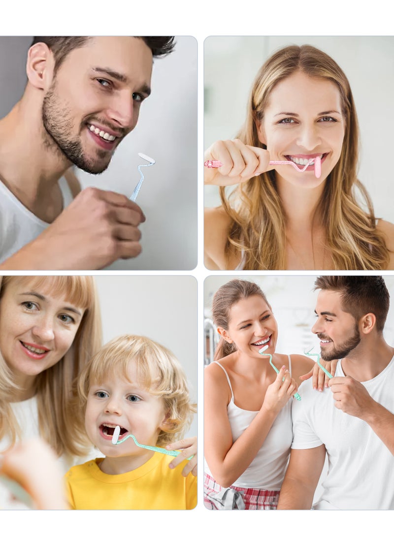 4Pcs S-Shaped Vertical Brush,With Tongue Scraper Function,Deep Cleans Tongue and Teeth