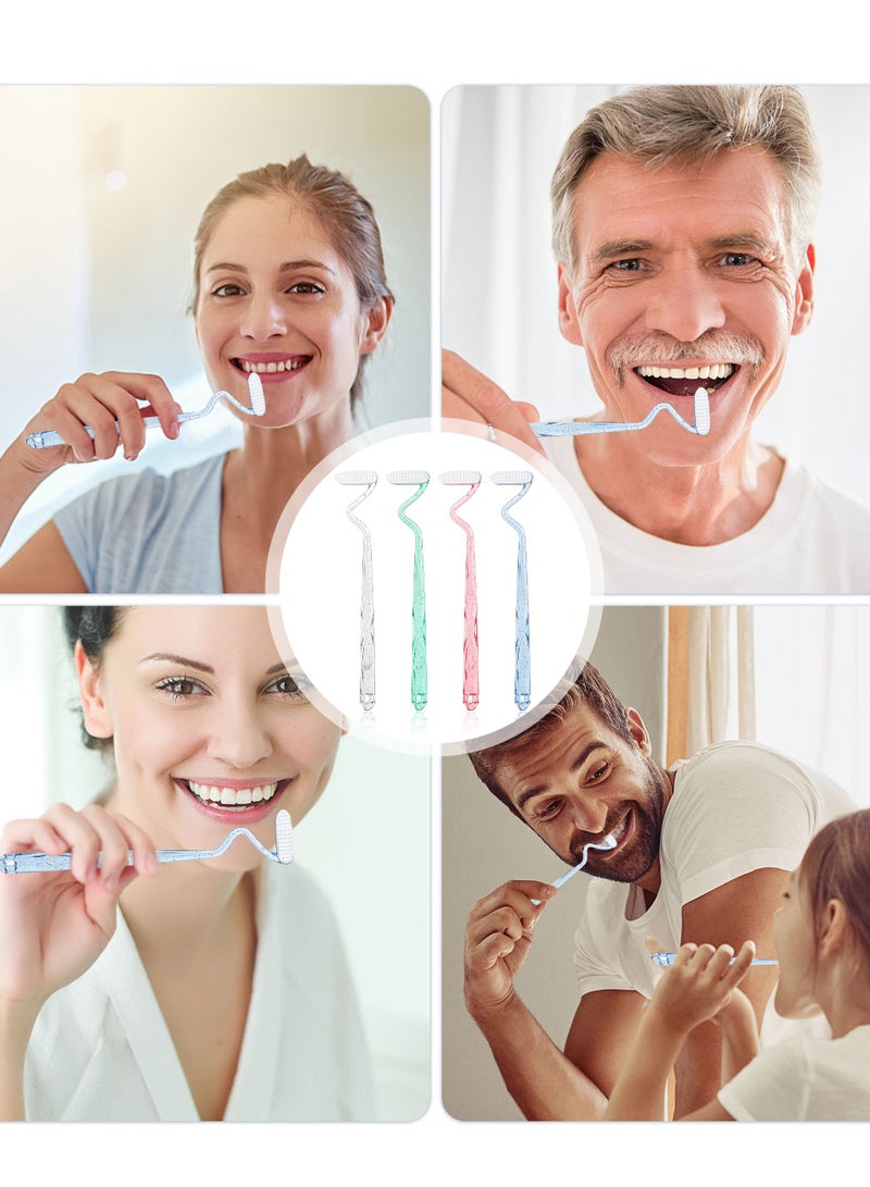 4Pcs S-Shaped Vertical Brush,With Tongue Scraper Function,Deep Cleans Tongue and Teeth