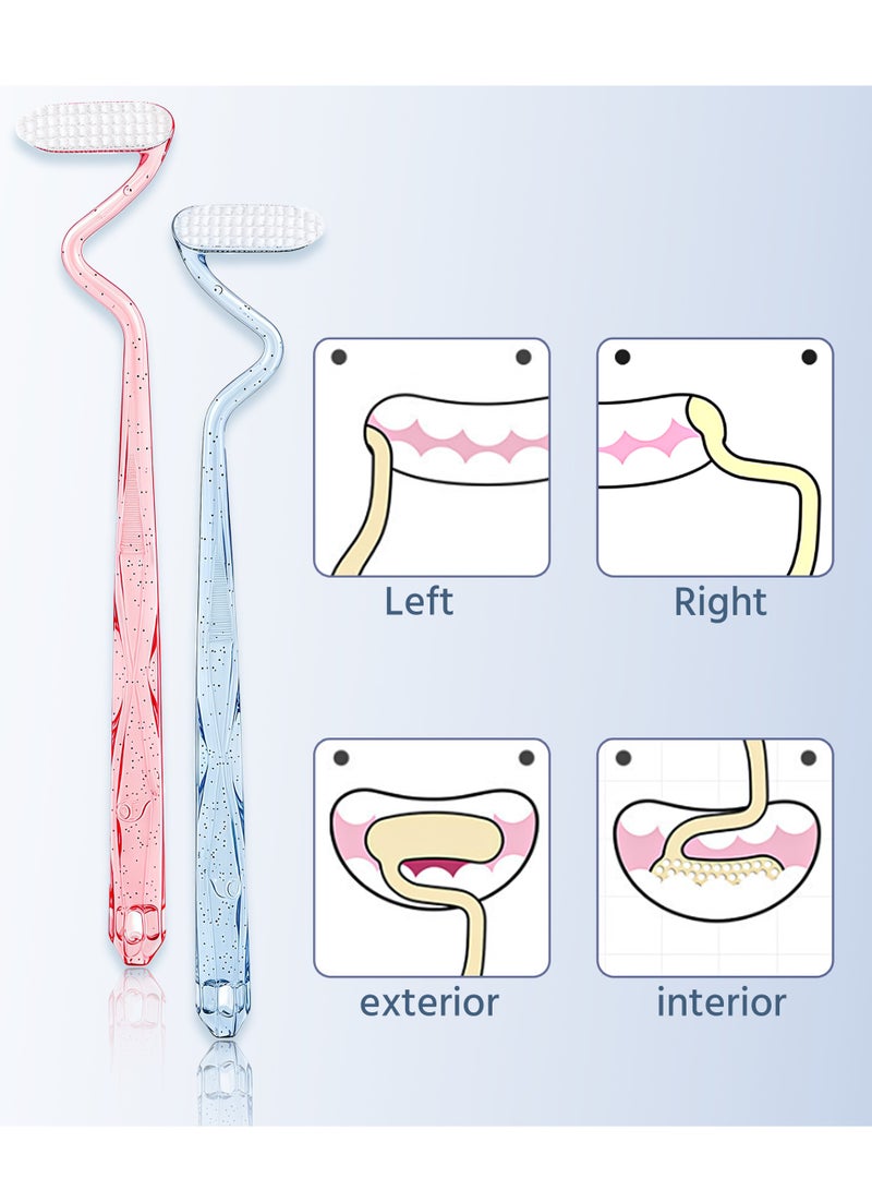 4Pcs S-Shaped Vertical Brush,With Tongue Scraper Function,Deep Cleans Tongue and Teeth