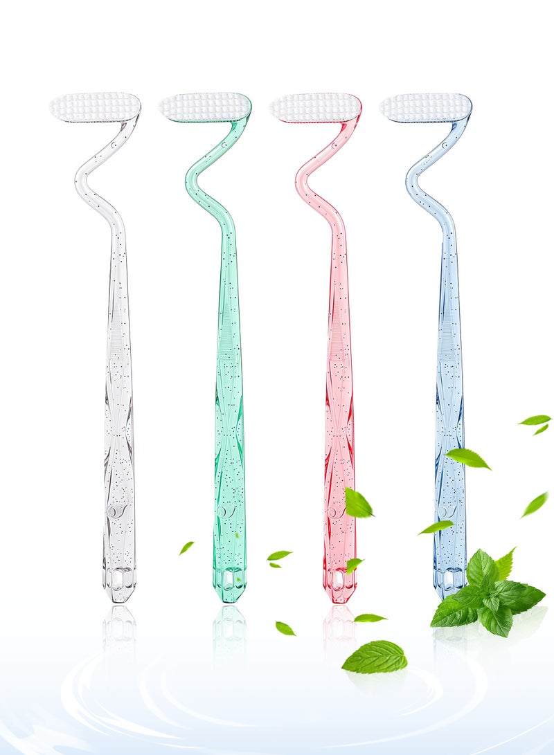 4Pcs S-Shaped Vertical Brush,With Tongue Scraper Function,Deep Cleans Tongue and Teeth