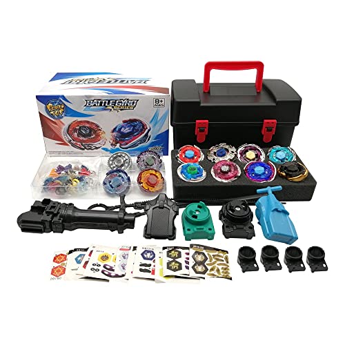 STJOYOPY Battling Top Game Metal Fusion 4D Series Battle Set 12 Spinning Tops 4 Launchers Gyro Game with Storage Box Gift for Kids Boys 8+ - Image 3