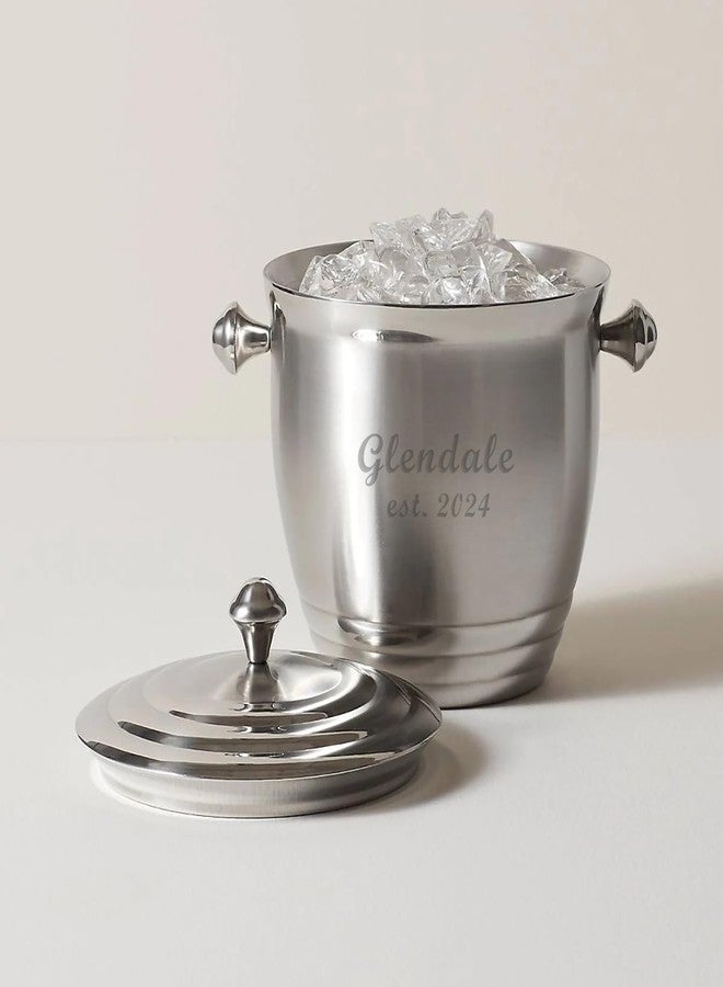 Lenox Tuscany Classics Personalized 96oz 18/10 Stainless Steel Ice Bucket with Lid and Handles, Custom Engraved Insulated Metal Ice Bucket for Cocktail Bar, Parties, Bar Cart Accessories - Image 3