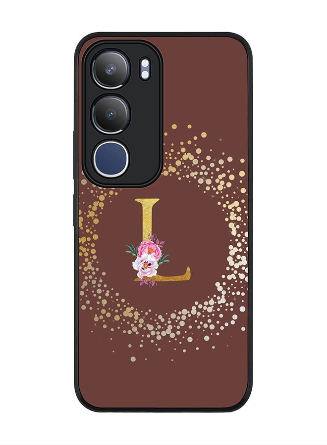 Stylizedd For vivo Y19s / Y19s Pro Case,Slim fit Camera Protection, Shockproof Thin Phone cover  - Custom Monogram Floral - L  (Brown )