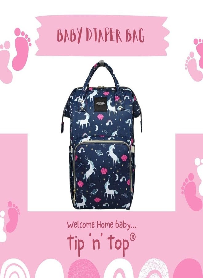Tip 'n' Top Baby Diaper bag for new Born Baby Essentials Backpack for Modern Families (Blue Unicorn) - Image 2