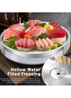 Generic 11 in Stainless Steel Chilled Serving Tray, Silver Cold Serving Tray Platter with Ice Chamber, Iced Serving Tray for Parties, Cooling Shrimp Cocktail Serving Dish for Food Fruit  - Image 4