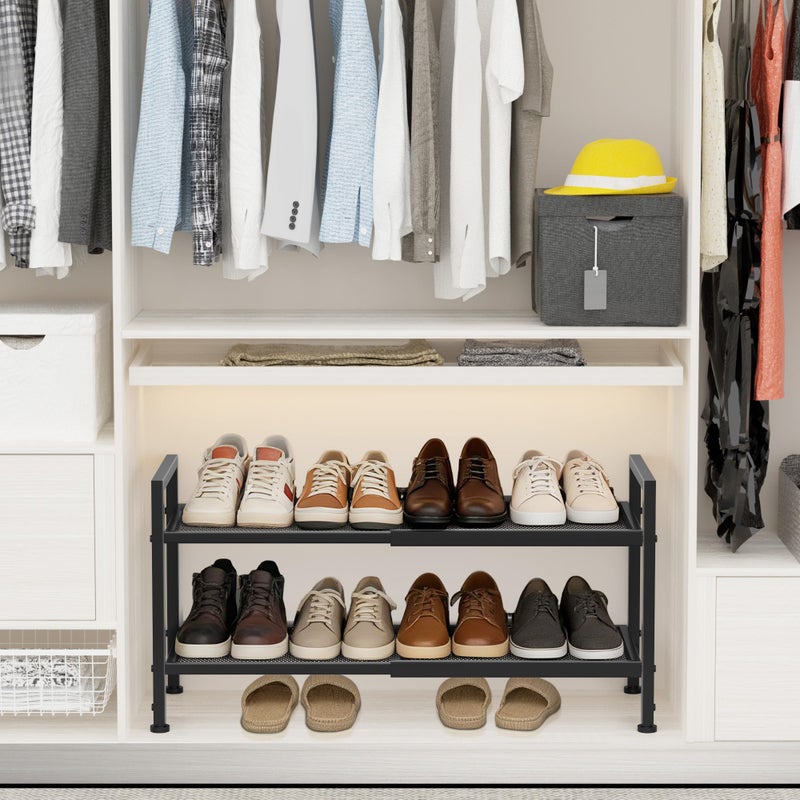 neatevday 2 Tier Shoe Rack, Expandable Shoe Rack for Closet, Adjustable Shoe Organizer for Entryway, Shoe Storage Organizer for Door Entrance, Garage, Bedroom - Image 4