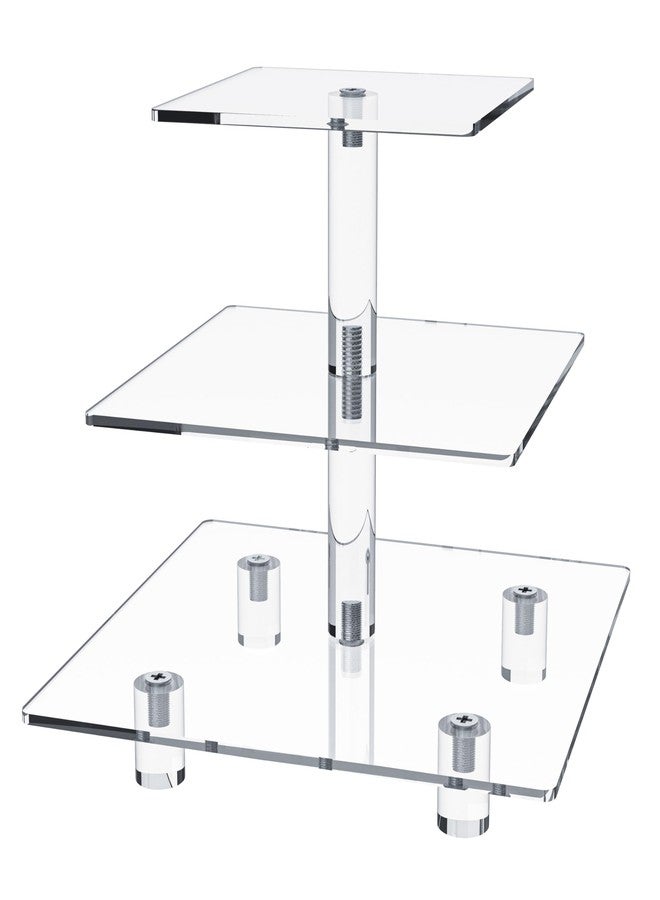 Jusalpha® 3 Tier Strong Acrylic Square Cupcake Stand, Dessert Display Tower (Clear, 1) - Image 1