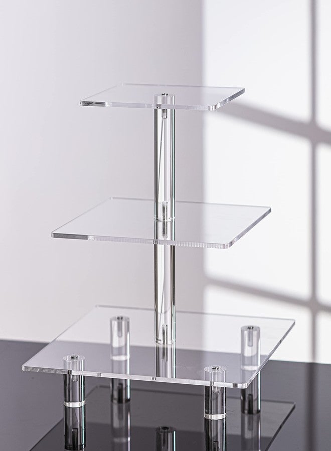 Jusalpha® 3 Tier Strong Acrylic Square Cupcake Stand, Dessert Display Tower (Clear, 1) - Image 4