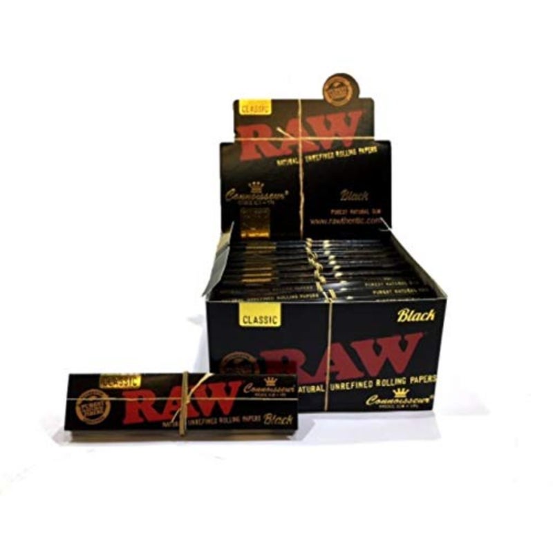 Black Classic Conisseur King Size Slim Rolling Papers + Tips Multibuy Full box 24 Booklets - Image 5