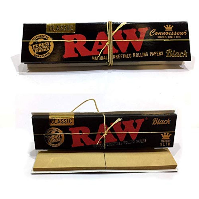Black Classic Conisseur King Size Slim Rolling Papers + Tips Multibuy Full box 24 Booklets - Image 2