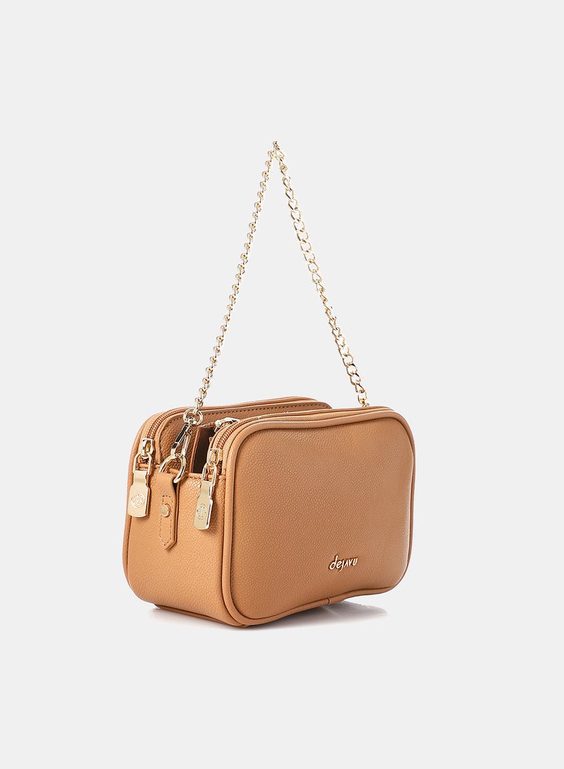 Dejavu Women's Crossbody Bag-LID-DJTX-020-Camel - Image 2