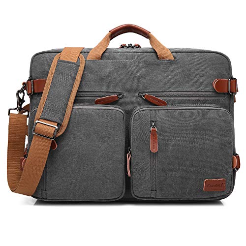 CoolBELL Convertible Backpack Messenger Shoulder Bag Laptop Case Business Briefcase MultiFunctional Travel Handbag Fits 173 Inch Laptop for MenWomen Canvas Dark Grey - Image 1