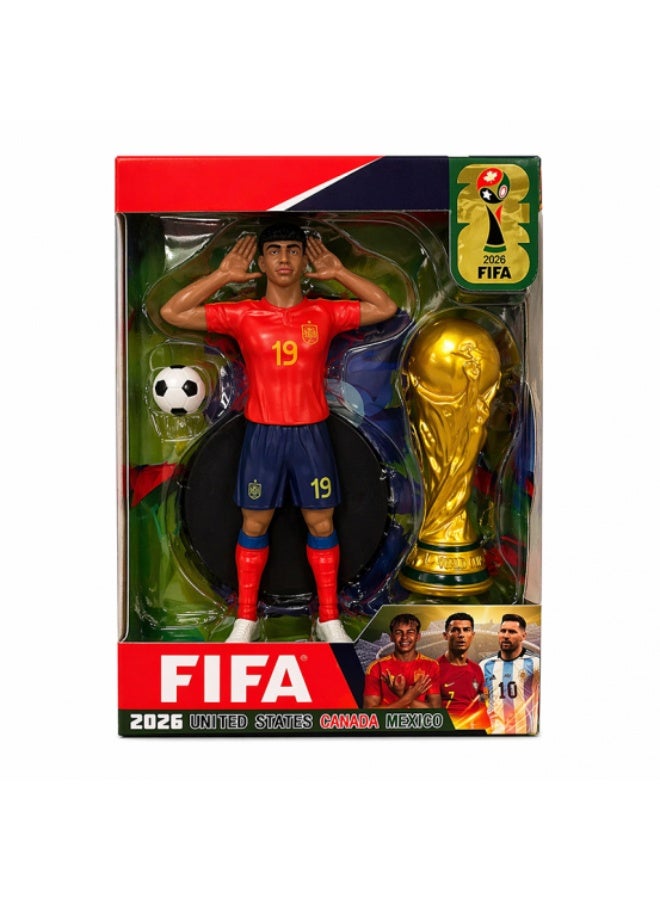 FIFA 2026 Football Player Action Figure Set, Spain #19, World Cup Trophy & Ball