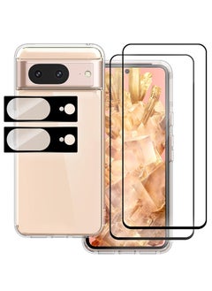 CATANES 5 Packs For Google Pixel 8 TPU Case and 2 Screen Protectors and 2 Camera Lens Protectors Clear Anti-Yellowing Transparent Shockproof Protective Phone Case Scratch Resistant Cover  - Image 2