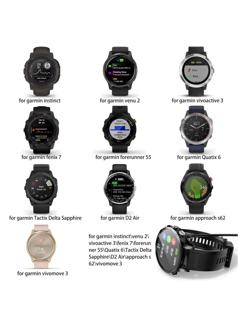 أداندو شاحن USB لساعات Garmin Forerunner 245/55/265/945، وFenix ​​7 7S 7X 6s 6 6X، وكابل شحن سريع لساعات Garmin Approach S40/Instinct Tactical، بطول 100 سم (أسود) - Image 2
