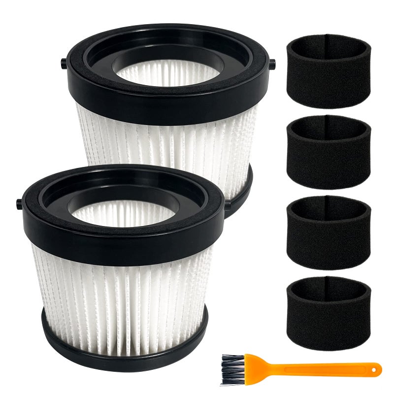 Kerneed 2 Pack DCV5011H HEPA Filter Compatible with DEWALT DCV501HB Cordless Handheld Vacuum, with 4 Foam Sleeve Filters & 1 Brush - Image 1