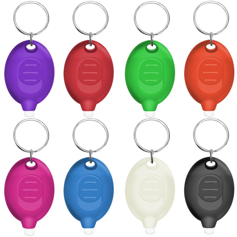 Daemson Mini LED Keychain Flashlight Ultra Bright Tiny Flashlight Small Keychain Flashlight White Light Micro Pocket Key Ring LED Flashlight for Emergency Lighting Multicolor Shell 8PCS