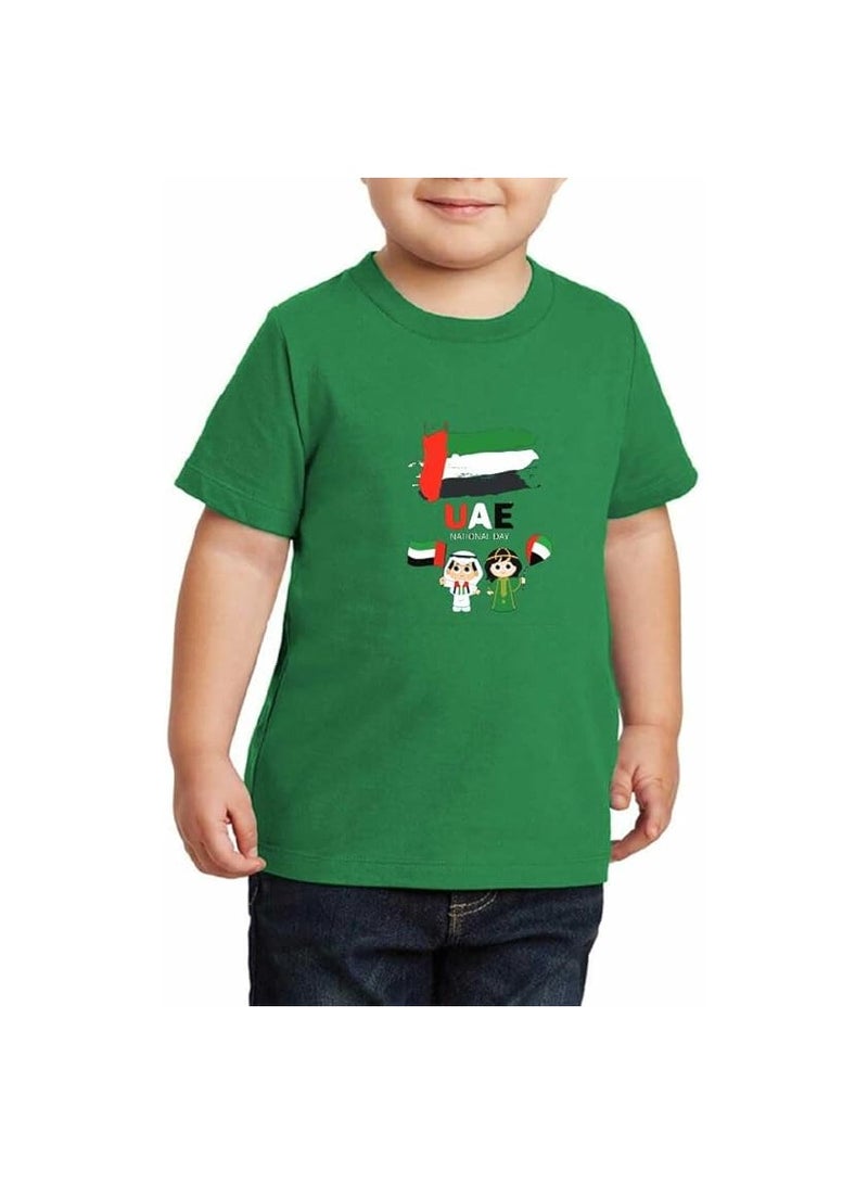 PRINTSHOP4ME Unisex UAE Kids T-shirts for celebrating UAE National Day and Flag day events Green (Design 1) - Image 2