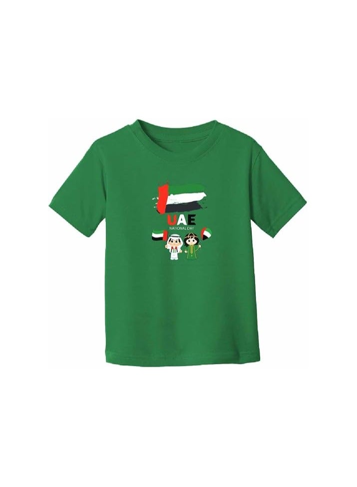 PRINTSHOP4ME Unisex UAE Kids T-shirts for celebrating UAE National Day and Flag day events Green (Design 1) - Image 3