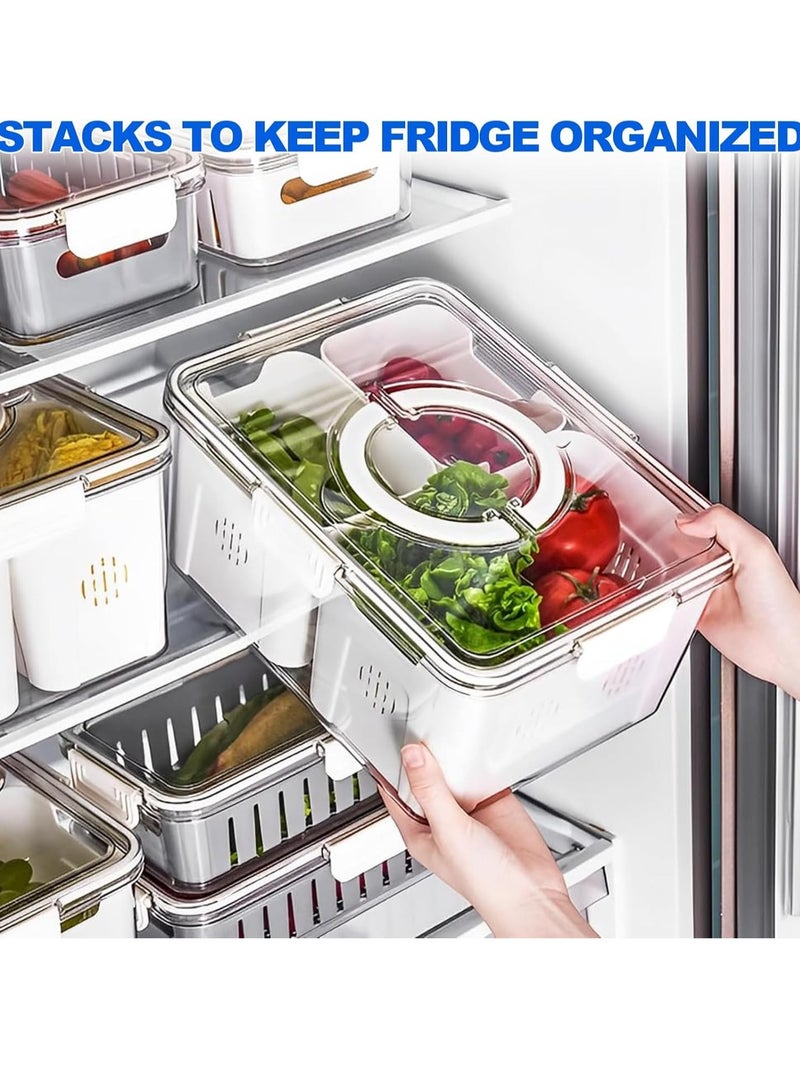 TRASSLE Fruit Storage Containers for Fridge with Lids, Handle and Removable Colanders, Portable Refrigerator Fruit Organizer Bins, BPA-Free Fresh Produce Saver & Food Box  - Image 4
