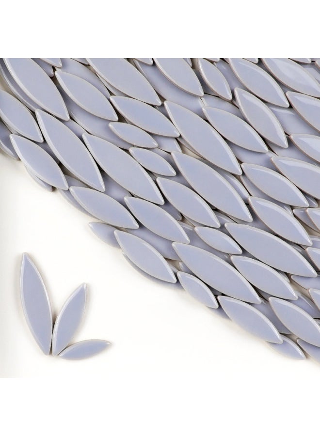 200g DIY Willow Leaf Petal Ceramic Mosaic Handmade Material Color Irregular Shaped Ceramic Chip Patch-Color:gray Blue  - Image 1