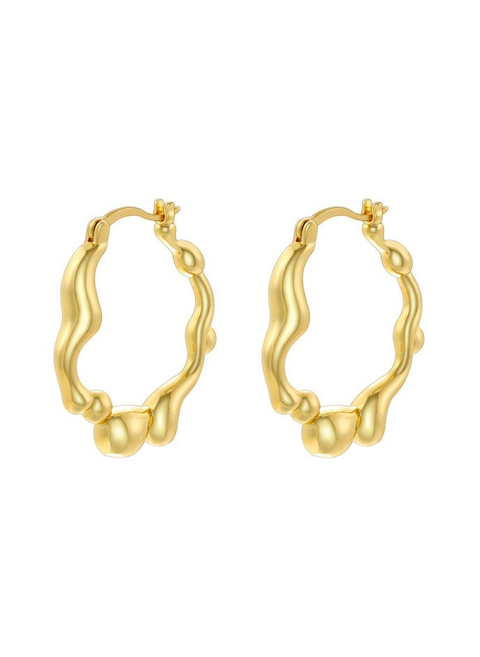 Luxuria 18K Gold Plated 316L Stainless Steel Chunky C Shape Hoop Earrings  - Image 5