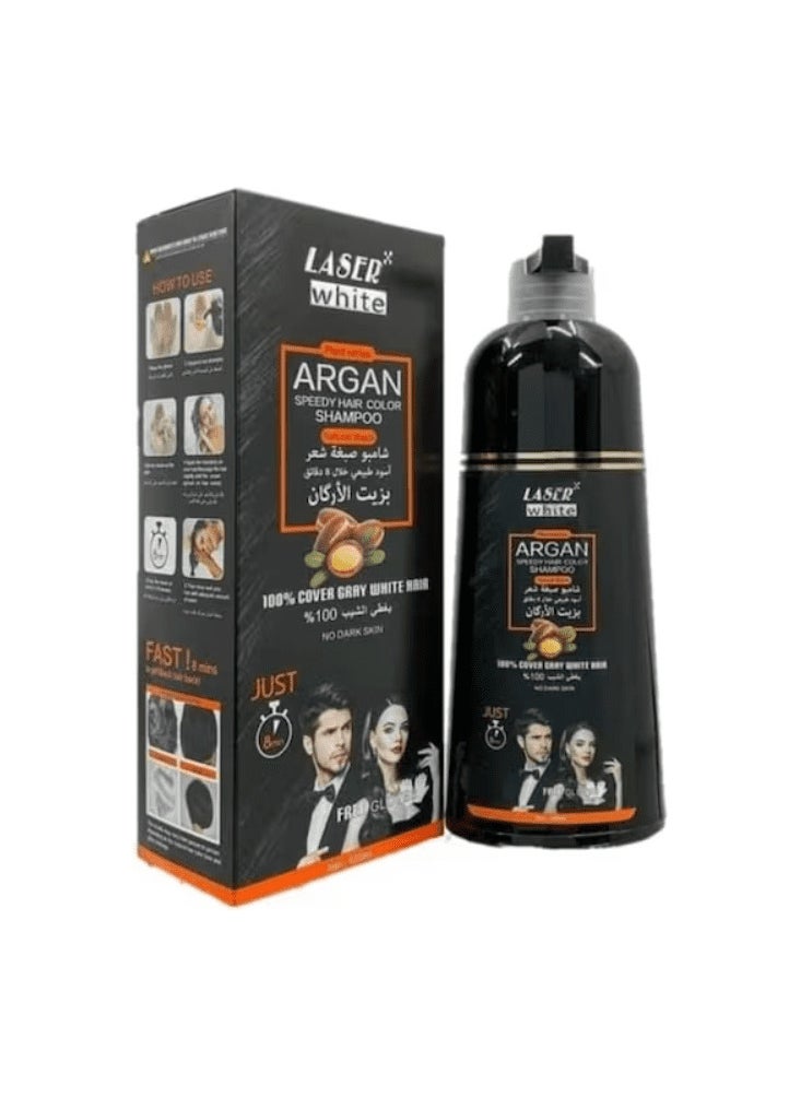 LASER WHITE - Natural Black Argan Hair Dye Shampoo 200ml - Image 1